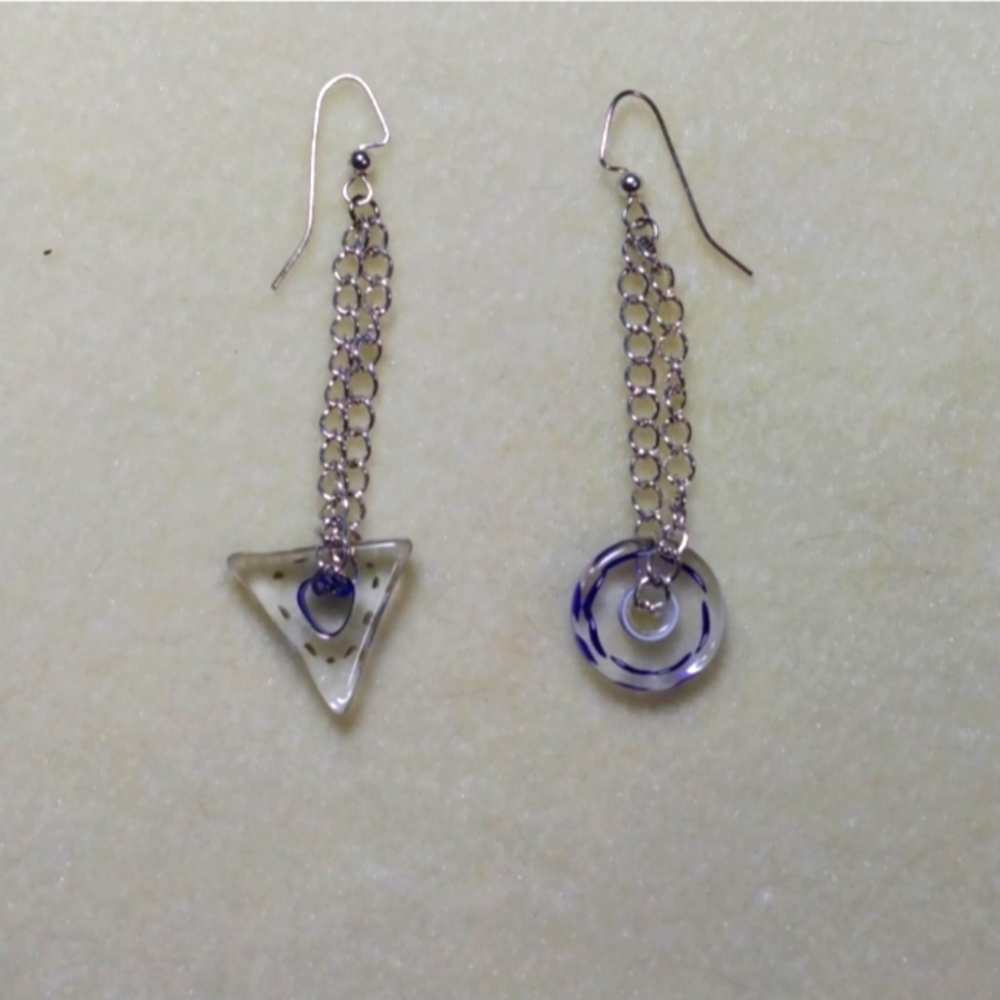 Hand Crafted, Asymmetrical Furnace Glass Bead Earrings